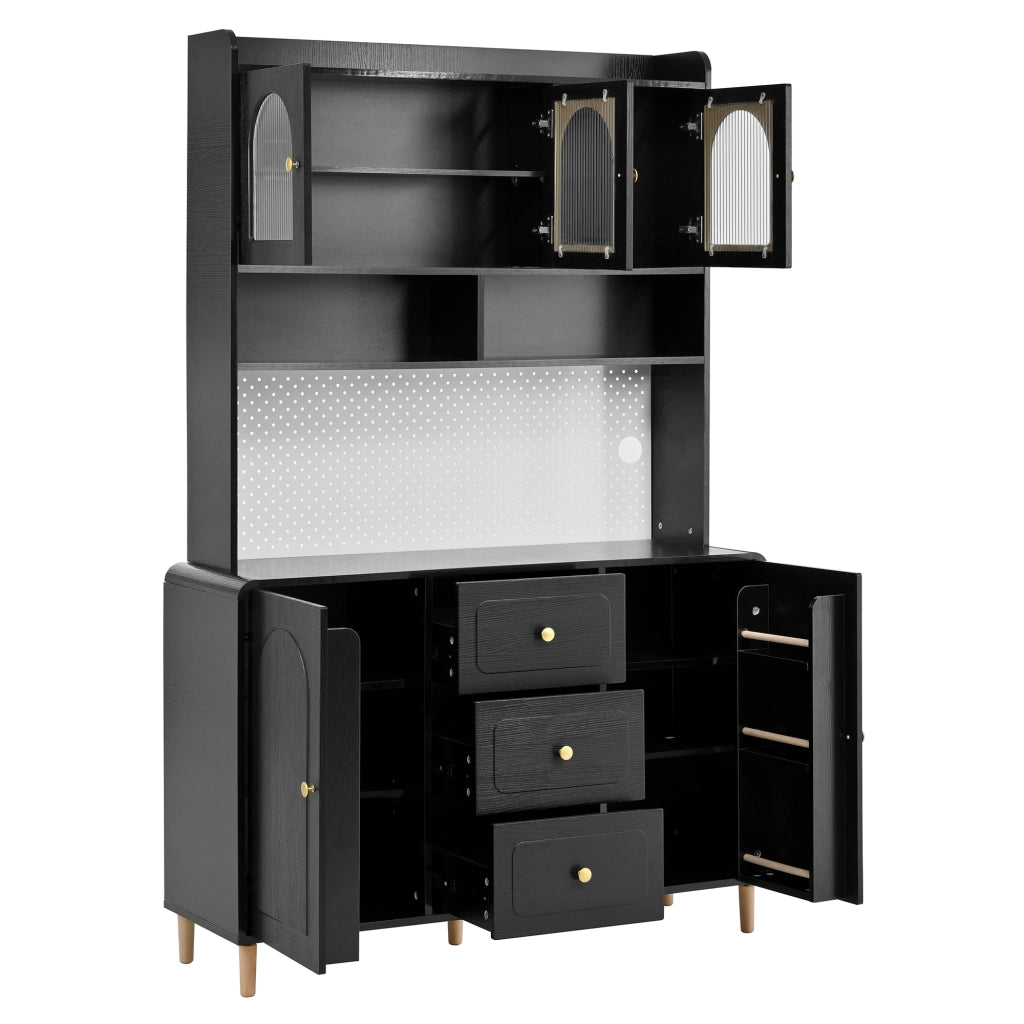 Credenza Alta con Cassetti e Gambe in Massello ¨C MINIMAL ¨C Nero