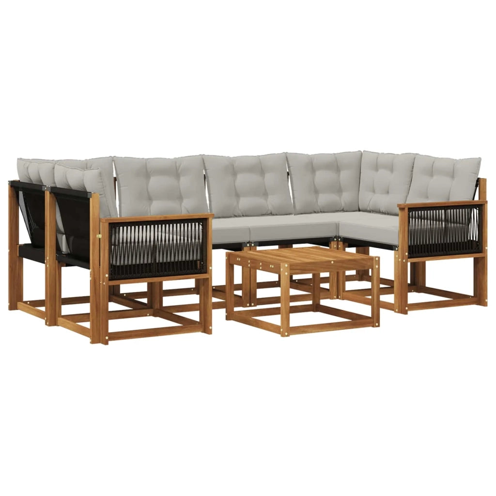 Set di divani da esterno 7 pz Naturale e Grigio Chiaro 3381807