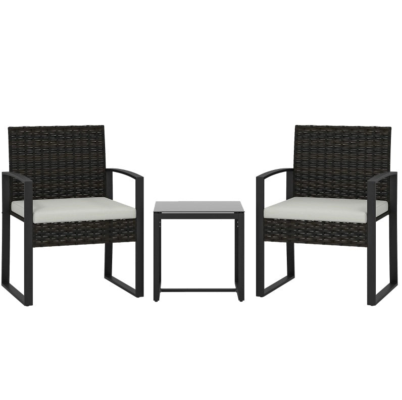 Set da esterno in rattan sintetico con 2 poltrone e tavolino