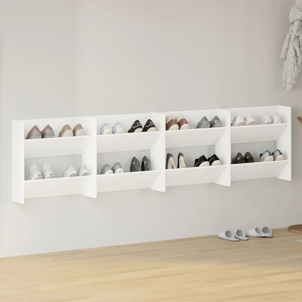 Scarpiere a Muro 4 pz Bianche 60x18x60 cm in Legno Multistrato 806716