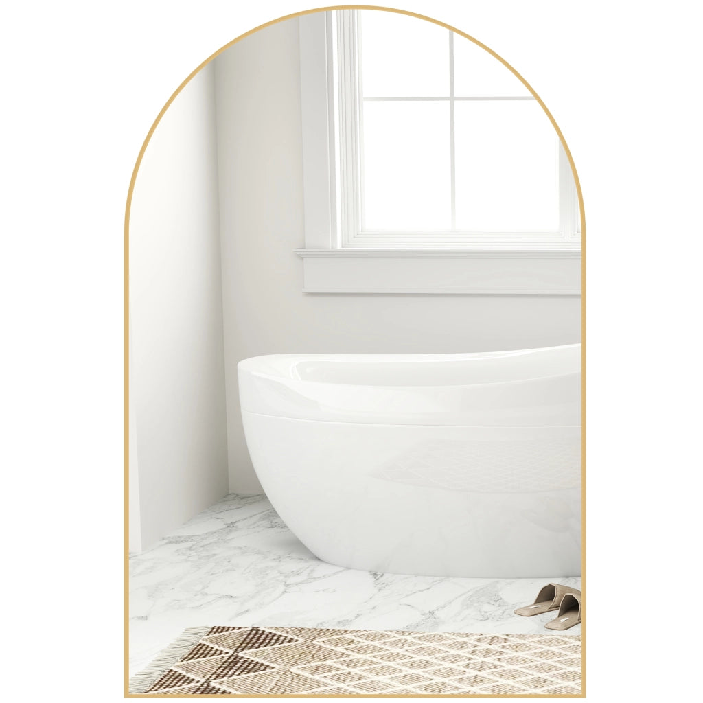 Specchio da bagno con cornice in alluminio ¨C zephmum ¨C oro 60x90 cm