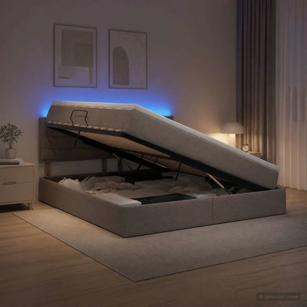 Letto con contenitore LED e materasso Tortora 140 x 200 cm 3459006