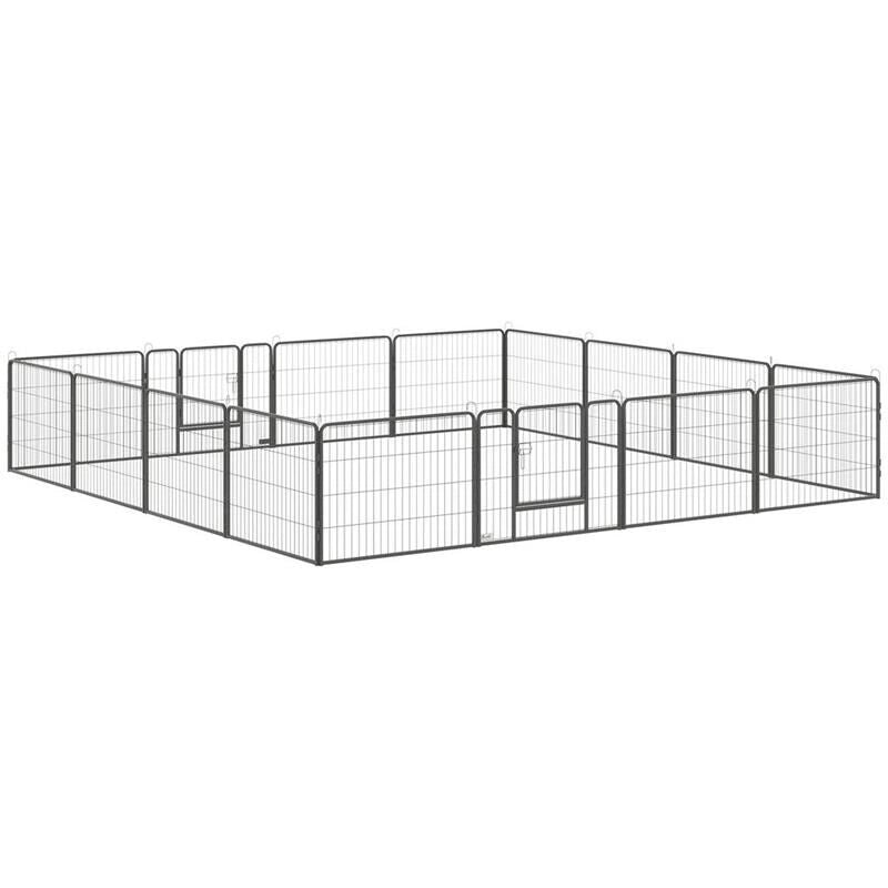 RECINTO PER CANI E CUCCIOLI CON 16 PANNELLI MODULABILI E 2 INGRESSI 80X1.5X60CM