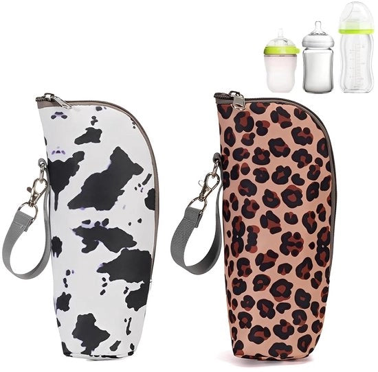Set di due termos - Portatile/ Ripiegabile - Isolante - Contenitore per bottiglie - Viaggi - Disegni divertenti