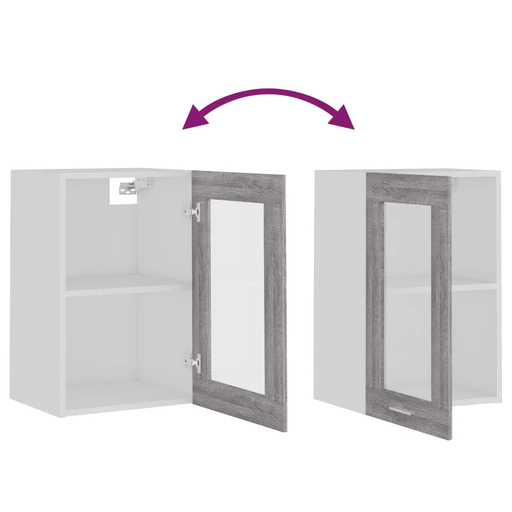 Mobile Pensile Vetro Grigio Sonoma 40x31x60cm Legno Multistrato cod mxl 71198