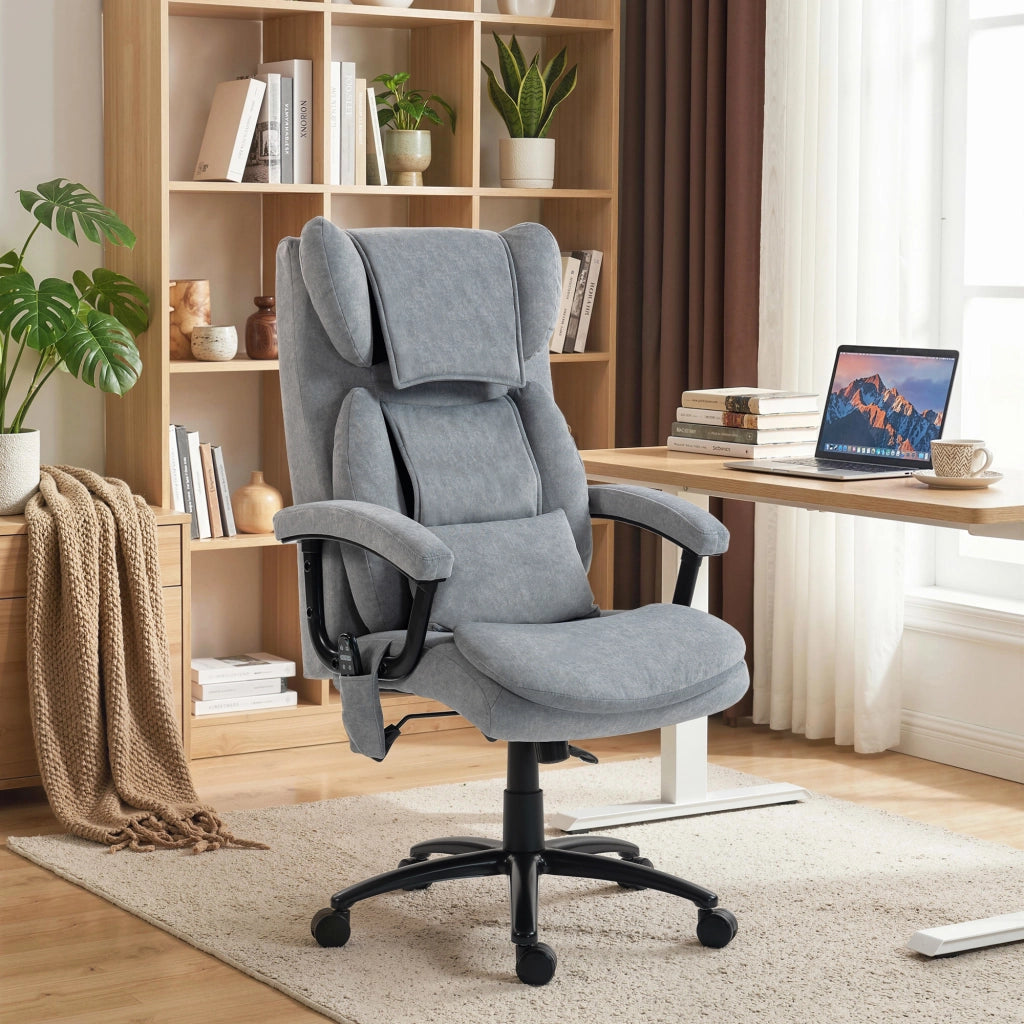 Sedia da Ufficio Ergonomica con Massaggio ¨C Xylo ¨C Schienale Alto, Seduta Larga, Grigio