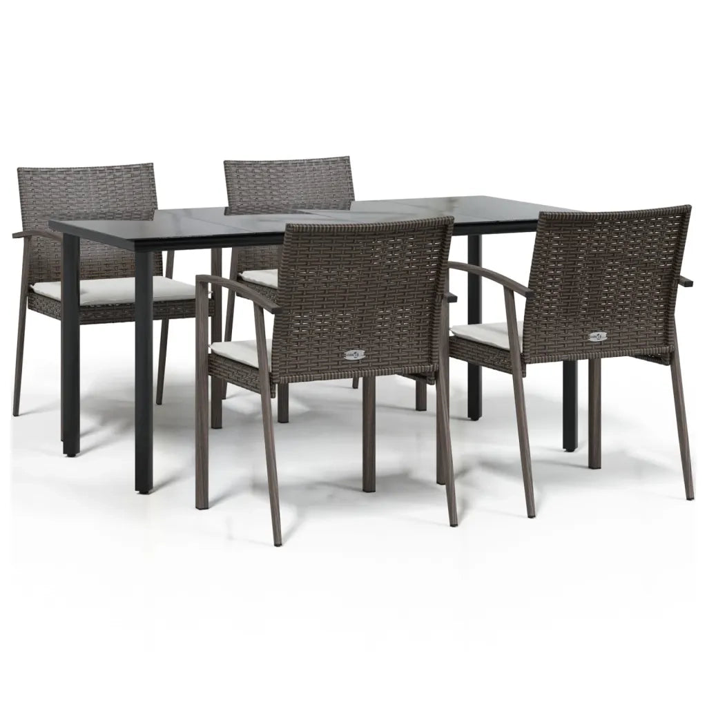 Set Pranzo da Giardino 5pz con Cuscini in Polyrattan e Acciaio 3186993