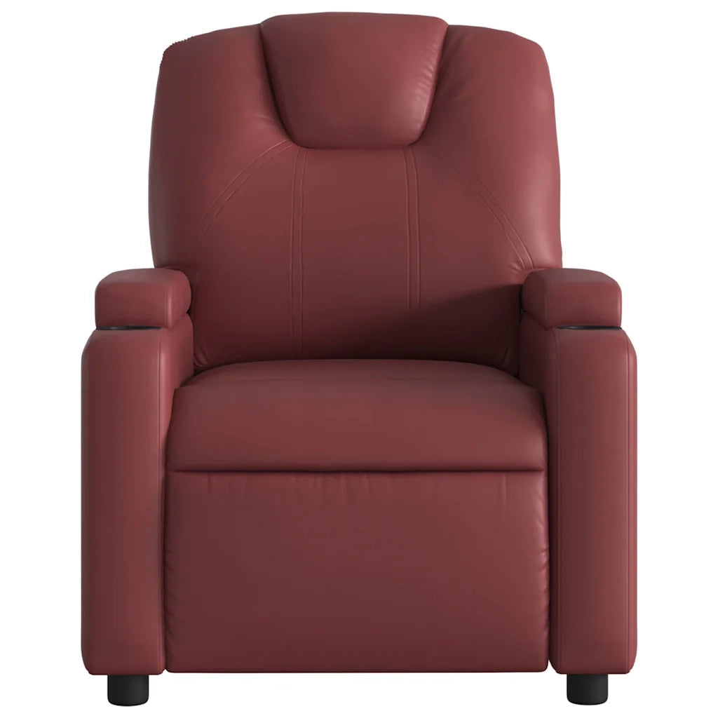 Divano Sedia-Poltrona Reclinabile Rosso Vino in Similpelle 447207