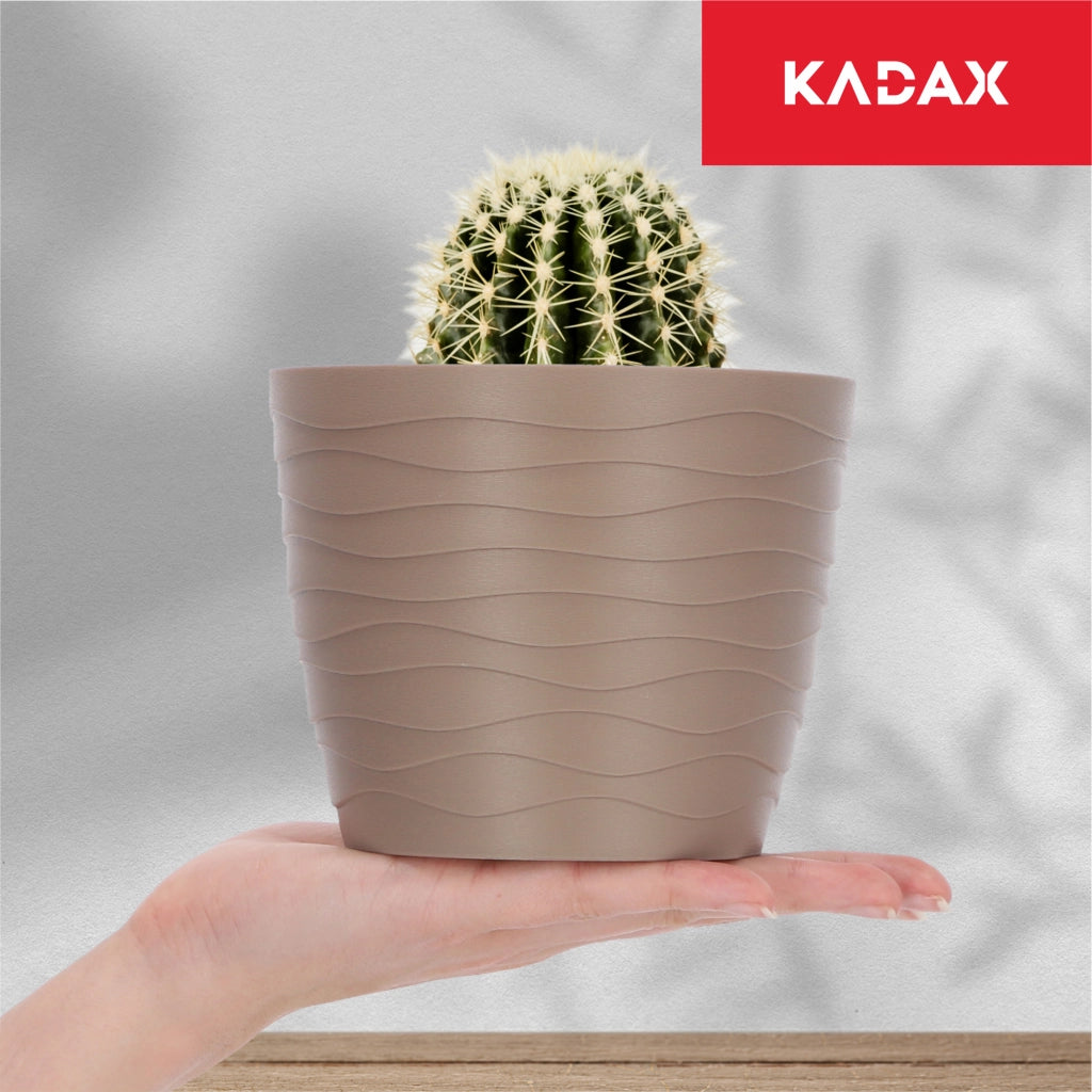 KADAX - Copertura in plastica per vaso di fiori e piante, rotonda, beige, 13 cm