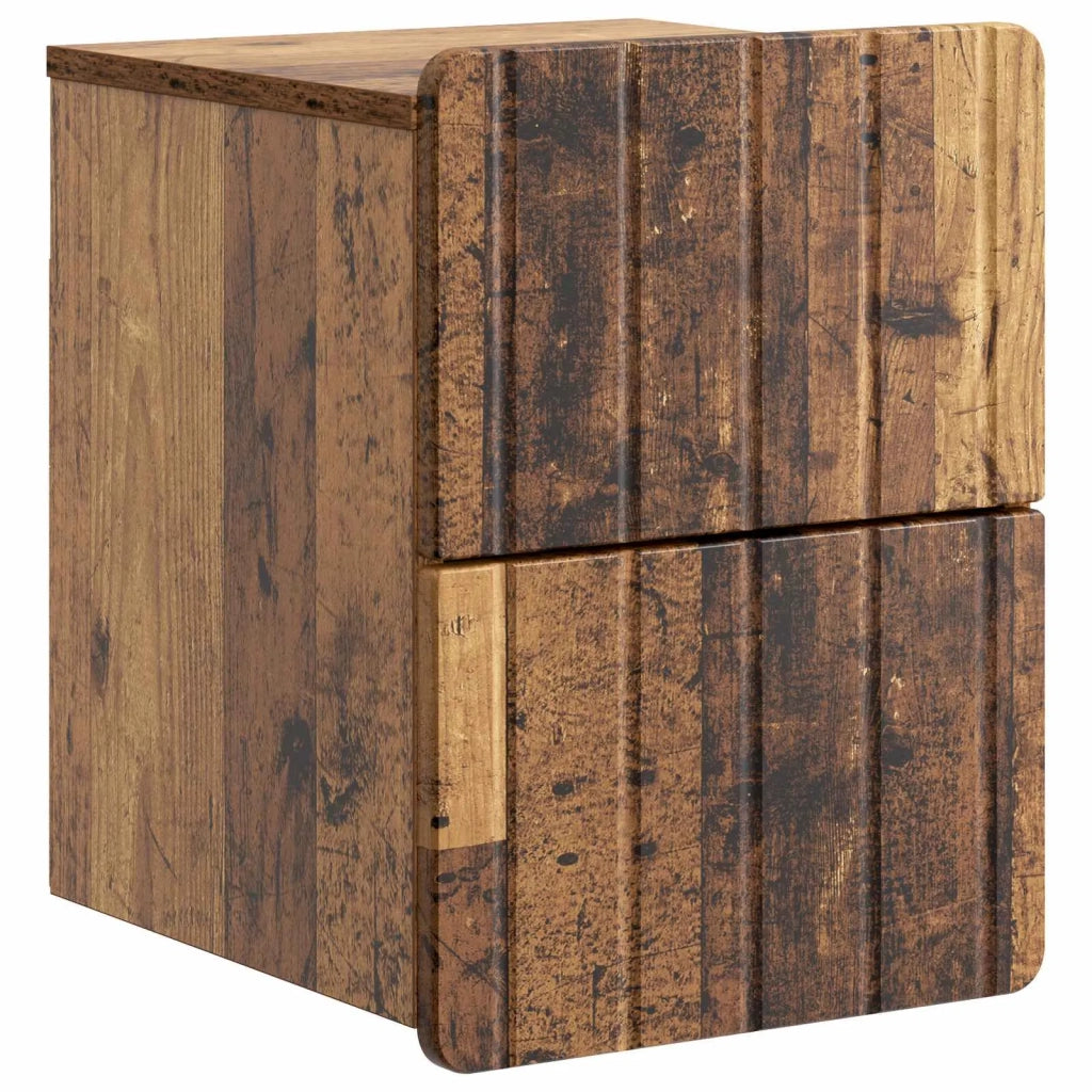 Mobiletto da notte a muro 2 pcs Legno antico 33 x 34,5 x 43 cm 898312