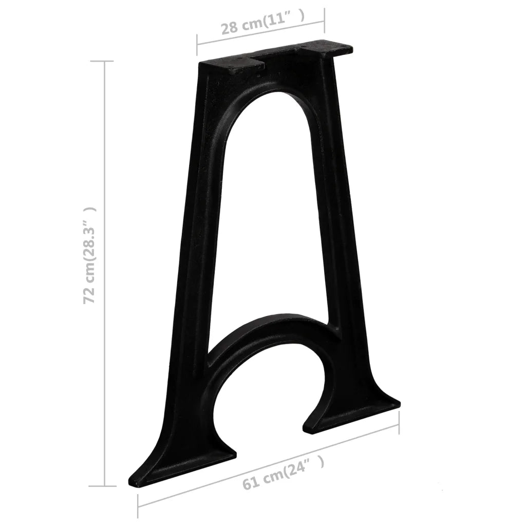 Gambe per Tavolo da Pranzo 2pz Base ad Arco Forma di A in Ghisa