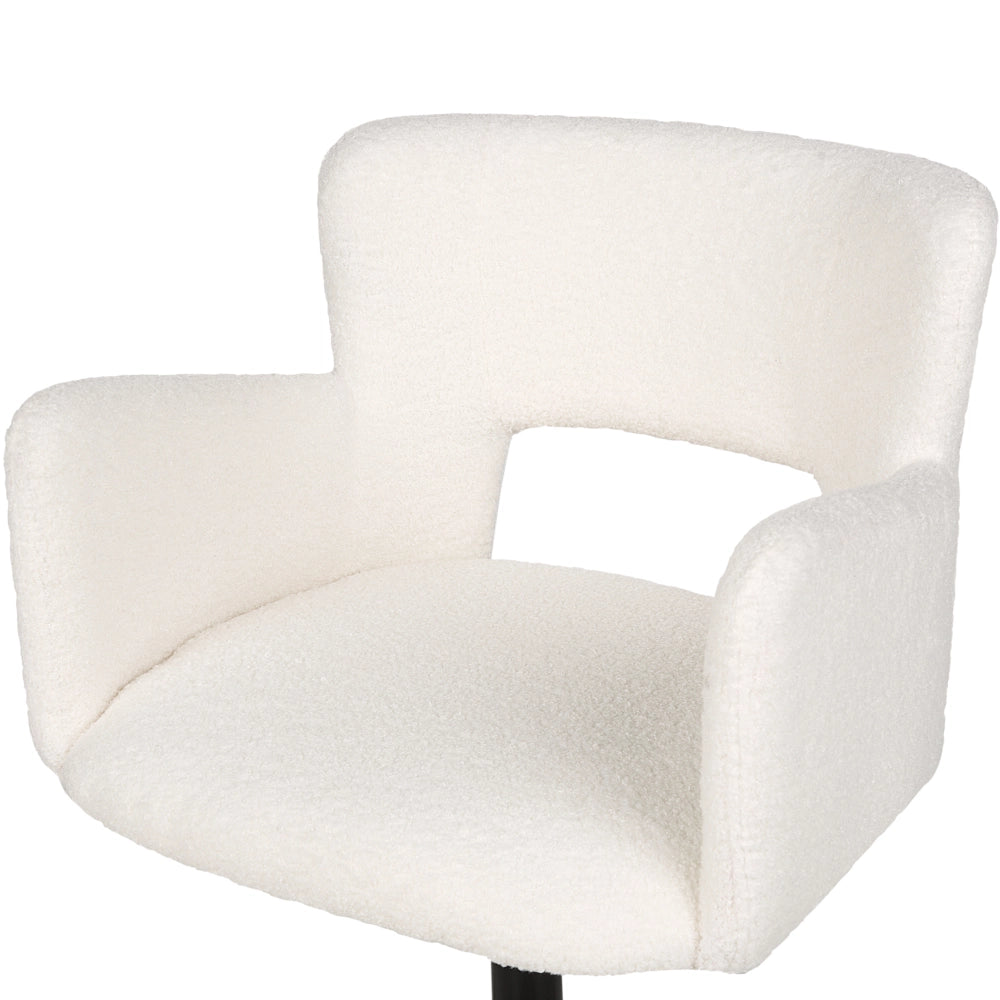 Sedia da scrivania girevole in tessuto boucle regolabile in altezza con schienale imbottito Bianco moderna industriale girevole con rotelle
