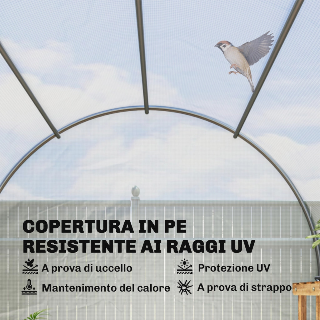 Serra da Giardino Tunnel ¨C zephmum ¨C Bianco 3.5x2x2 m Metallo PE Porte Finestre