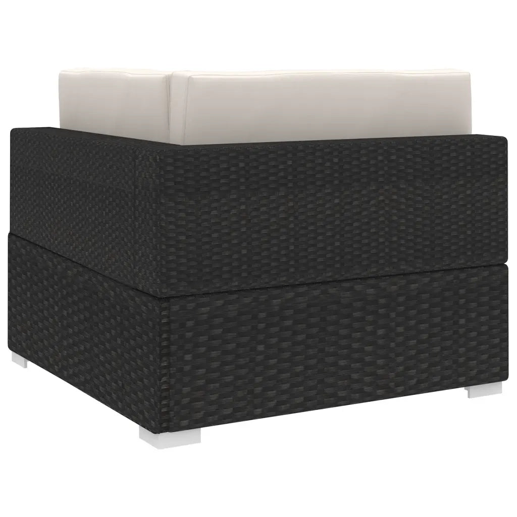 Poltrona Modulare ad Angolo 1 pz con Cuscini in Polyrattan Nero 46798