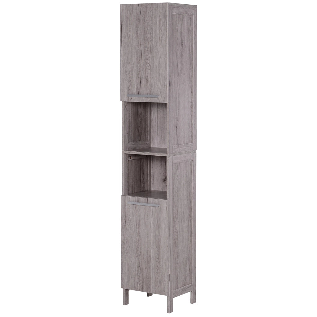 EasyComfort Colonna Bagno in MDF con 2 Armadietti e 2 Ripiani Aperti, 30x32x172.5 cm, color Legno