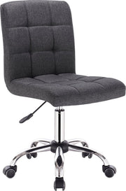 Sedia da Ufficio in Pelle di Lino - Senza Braccioli - Con Rulli e Regolabile in Altezza - Pelle di Lino, Sedia - 42,5x41x91 - Grigio Scuro