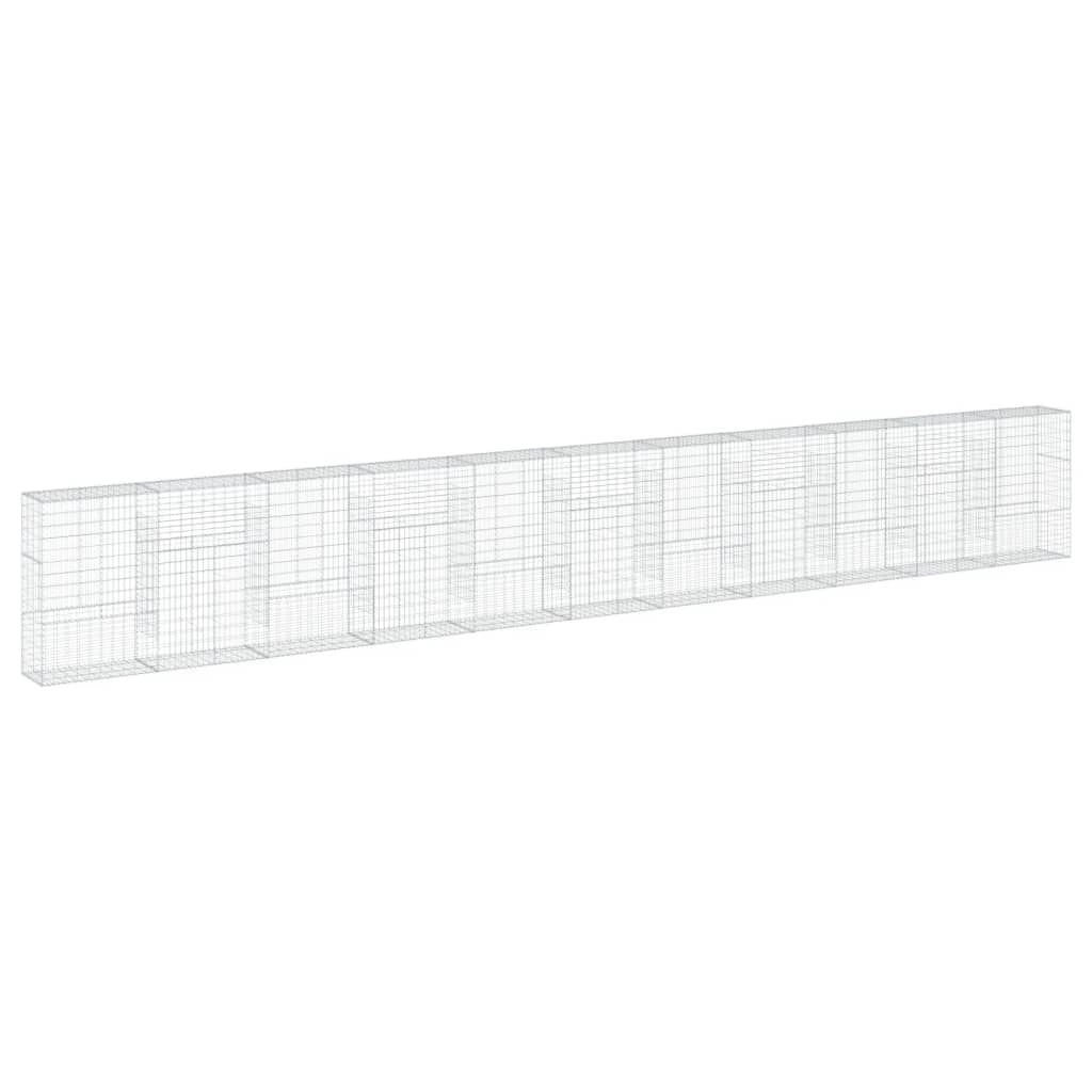 Gabbione recinto a gabbia muro di contenimento con coperchio 1100 x 50 x 150 cm ferro zincato argento 02_0040126