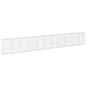 Gabbione recinto a gabbia muro di contenimento con coperchio 1100 x 50 x 150 cm ferro zincato argento 02_0040126