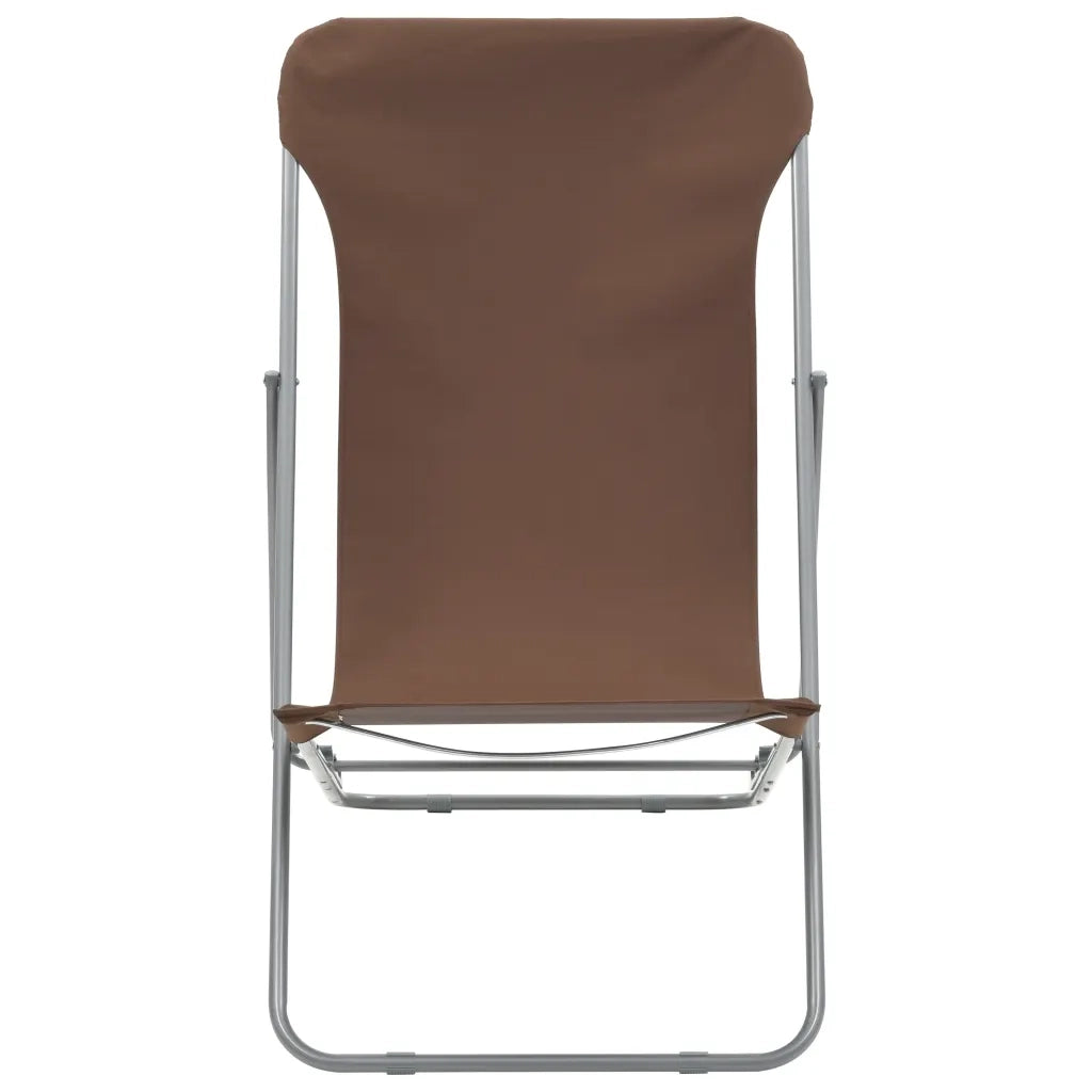 Sedie da Spiaggia Pieghevoli 2pz Acciaio Tessuto Oxford Marrone 44362