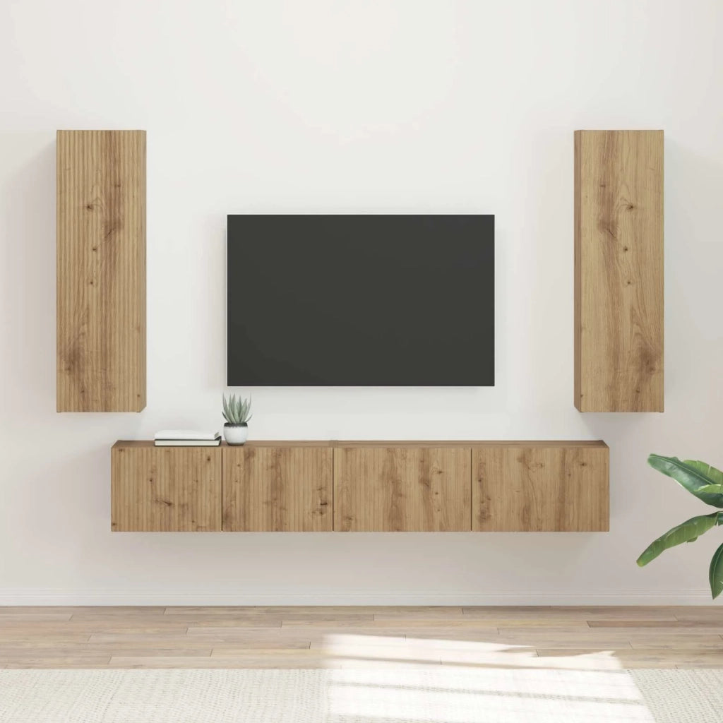 Set mobile TV 3 pcs Rovere artigianale Legno multistrato 3408987
