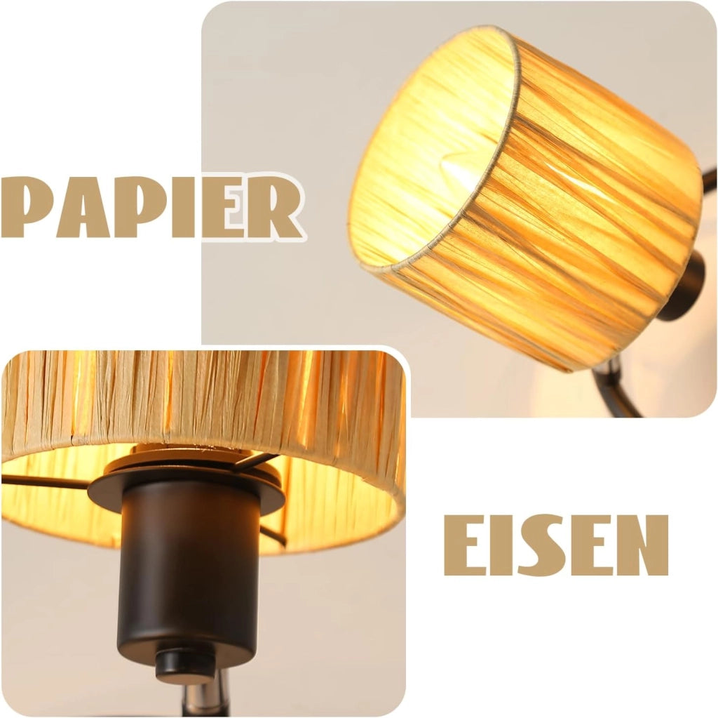 ZMH Faretto da soffitto a 3 luci E14 Nero Naturale Lampada da soffitto Carta Soggiorno