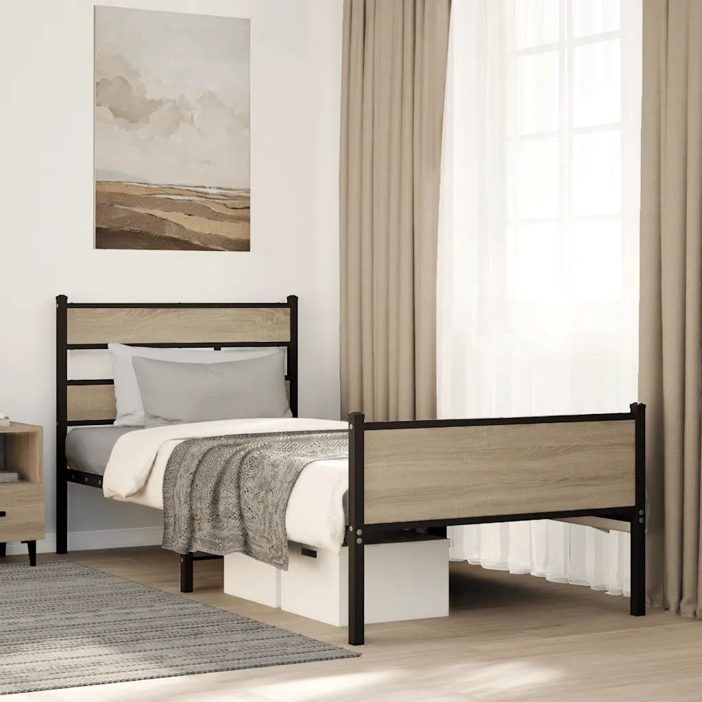 Letto singolo | Letto per adulti | Giroletto senza Materasso Rovere Sonoma 80x200 cm in Truciolato