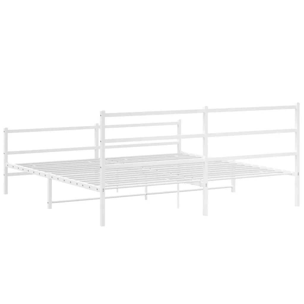 Giroletto con Testiera e Pediera-Struttura Letto Metallo Bianco 193x203 cm 277902
