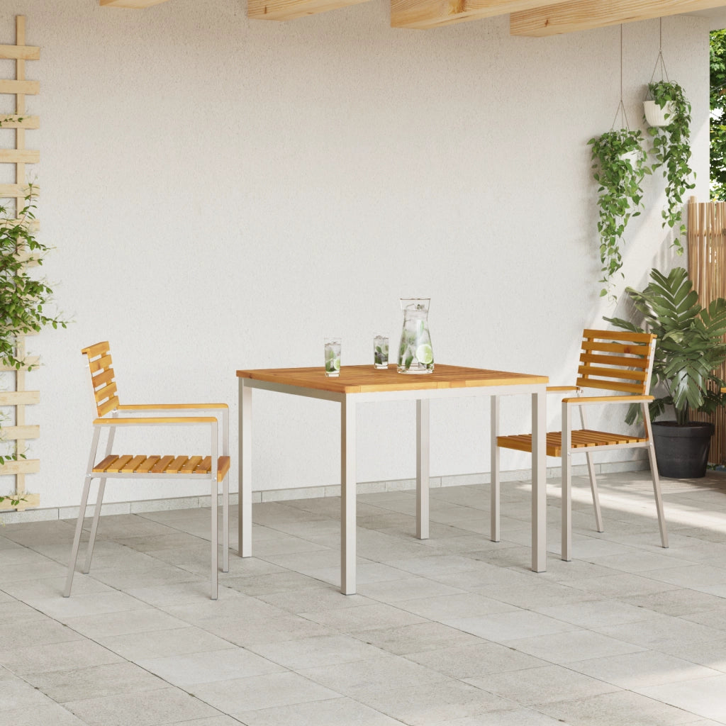Set da Pranzo da Giardino 3 Pezzi in Legno Massello di Acacia