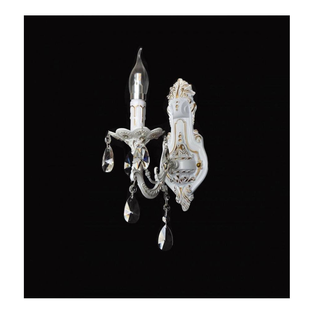 Trade Shop - Applique Da Muro Parete Classica 1 Braccio Attacco E14 Cristalli Pendenti E01-1 -