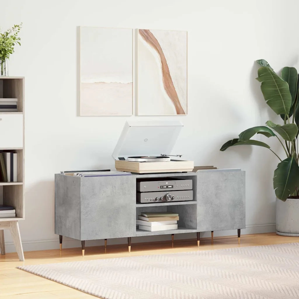 Mobile Porta Dischi Grigio Cemento 121x38x48 Legno Multistrato CFW8286594