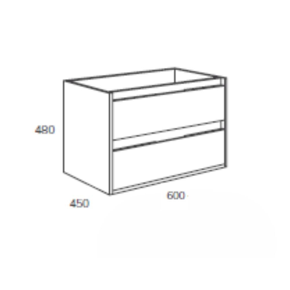Mobile bagno sospeso Bolton colore bianco laccato lucido 60x45x48H 2 cassetti: design moderno e funzionalità