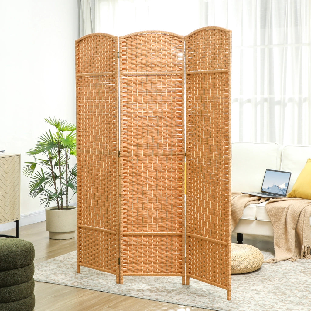 Paravent 3 Ante in Legno Pieghevole ¨C zephmum ¨C 135x180 cm Marrone Chiaro