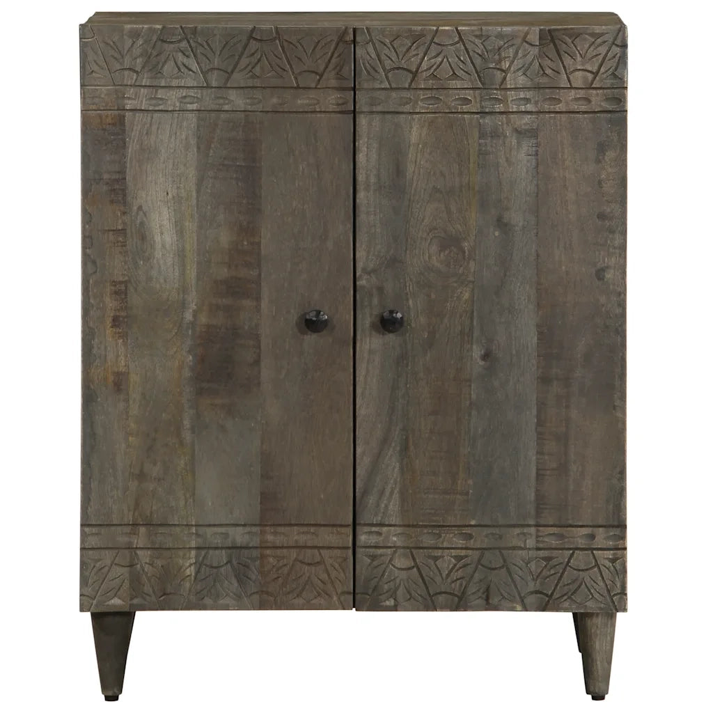 Credenza Grigio Chiaro 60x33,5x75 cm in Legno Massello di Mango 4017794