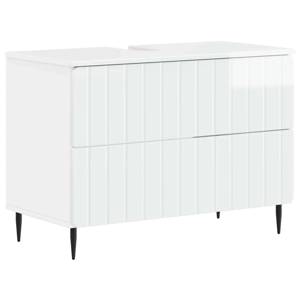 Armadio per Lavabo da Bagno ZWOLLE Bianco Lucido 896359