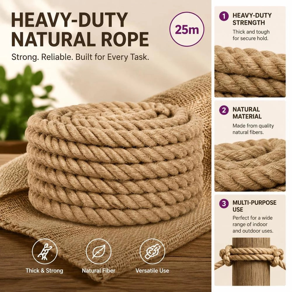 Jute Rope, 25 M Length, 36 Mm Thickness