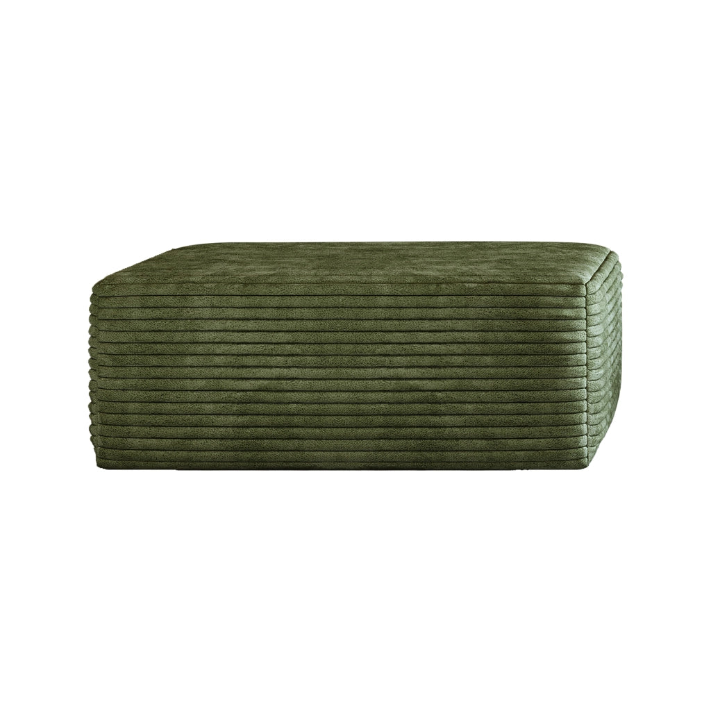 Chaise longue in tessuto con seduta modulare e senza montaggio, tessuto verde