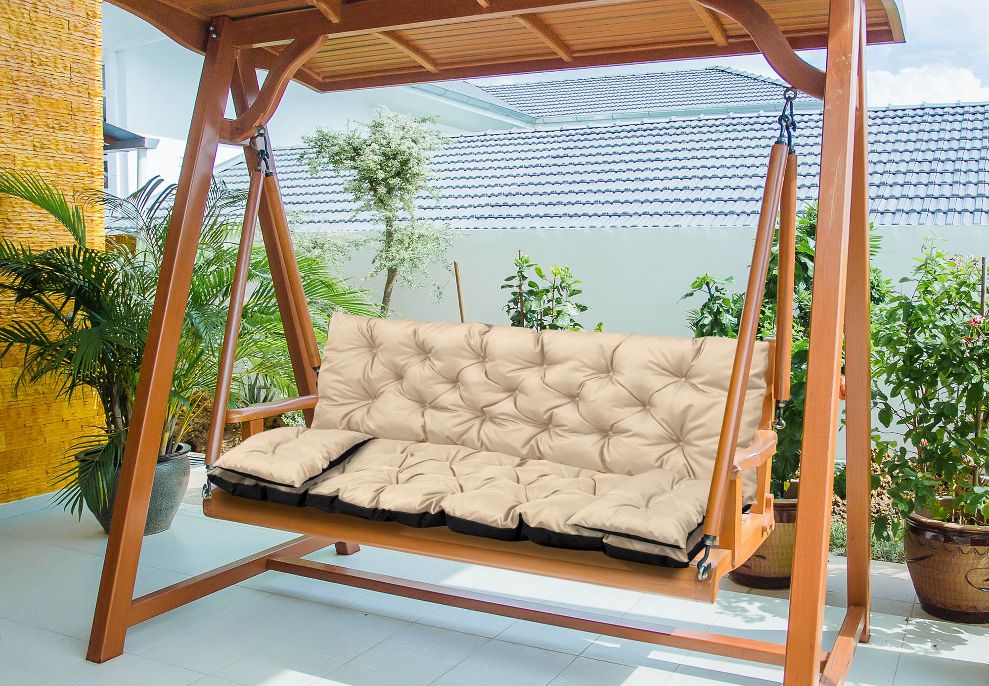 AIO FACTORY Set di cuscini da giardino 150x60 cm impermeabile beige