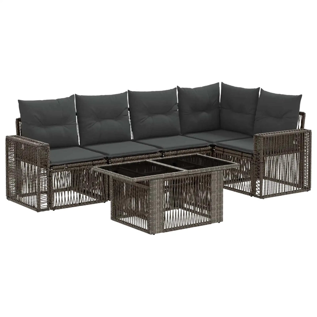 Set Divano da Giardino 6 pz Grigio e Grigio Scuro polyrattan 3436790