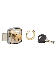 Serratura da applicare per porte di mobili, asse 20 mm, 40 x 40 mm, nichelato, 2 chiavi – THIRARD