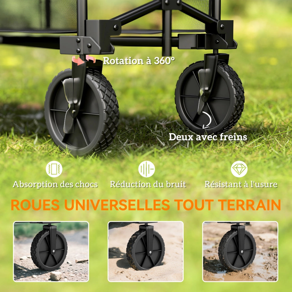 Carrello da giardino pieghevole 350L ¨C zephmum ¨C nero