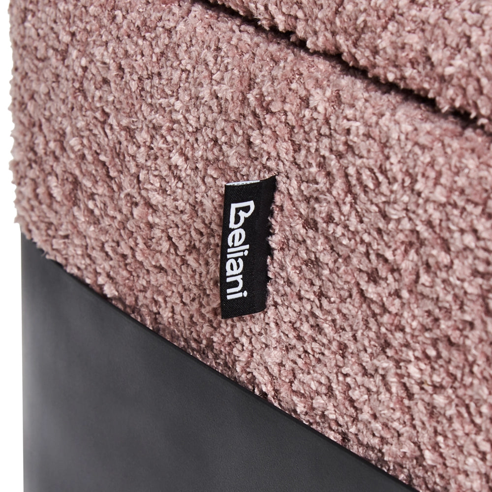 Panca per la camera da letto in tessuto poliestere rosa Rivestimento gambe nere Design cottage Mobili per il soggiorno in tinta unita