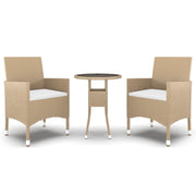 Set Mobili da Pranzo per Giardino 3 pz | Set Salotto da Giardino in Polyrattan Beige