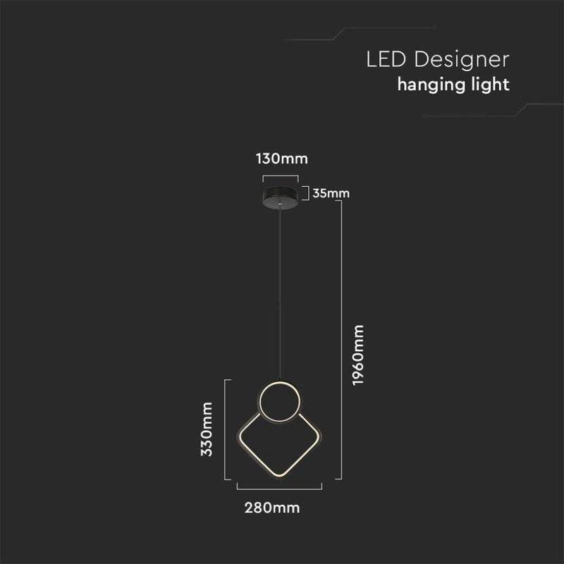 Lampadario LED a Sospensione 12W dal Design Moderno 28*196m Colore Nero 3000K SKU-14998