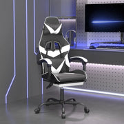 Sedia da Gaming con Poggiapiedi Nero e Bianco in Similpelle 3143859