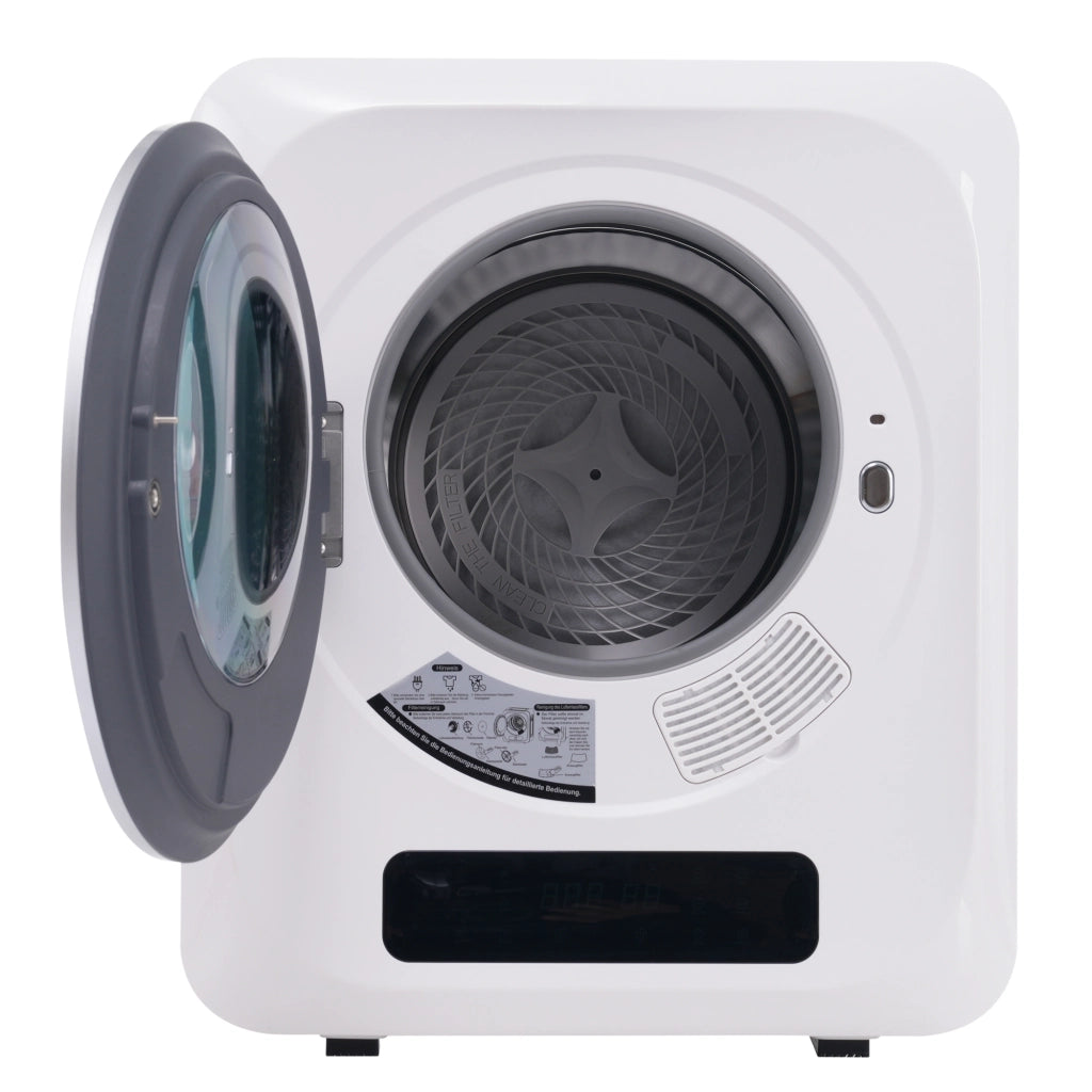 Asciugatrice Compatta a Evacuazione 3 kg 850 W con 6 Programmi; Cestello Inox e Installazione a Parete