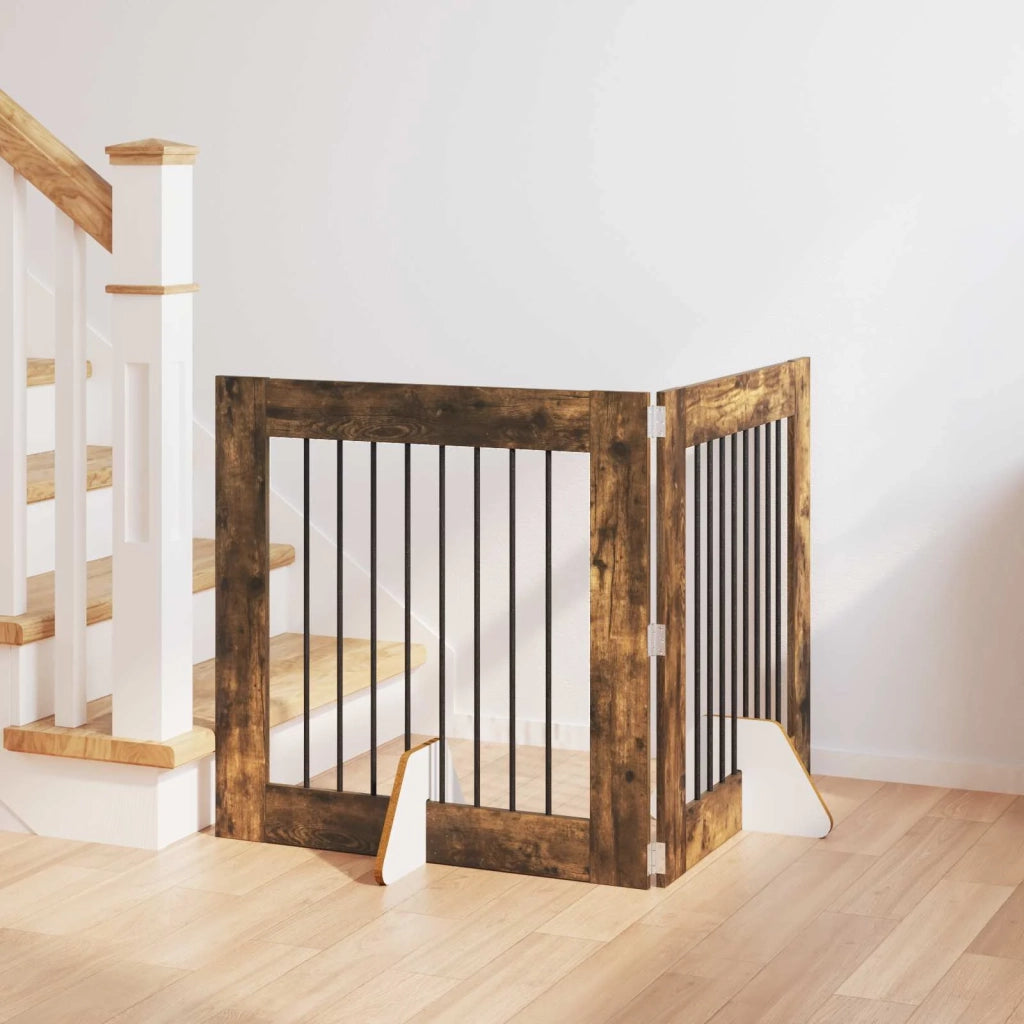 Cancello per cani con supporti 2 pcs Rovere Fumo 80 x 80 cm