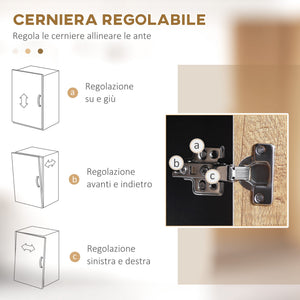 Credenza Mobile Alto Cucina con Armadietti e Ripiani 88x35x160 cm Legno e Nero