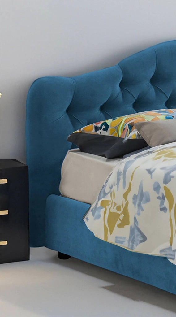 Letto Matrimoniale Aly, Letto Matrimoniale Sfoderabile Made in Italy, blu