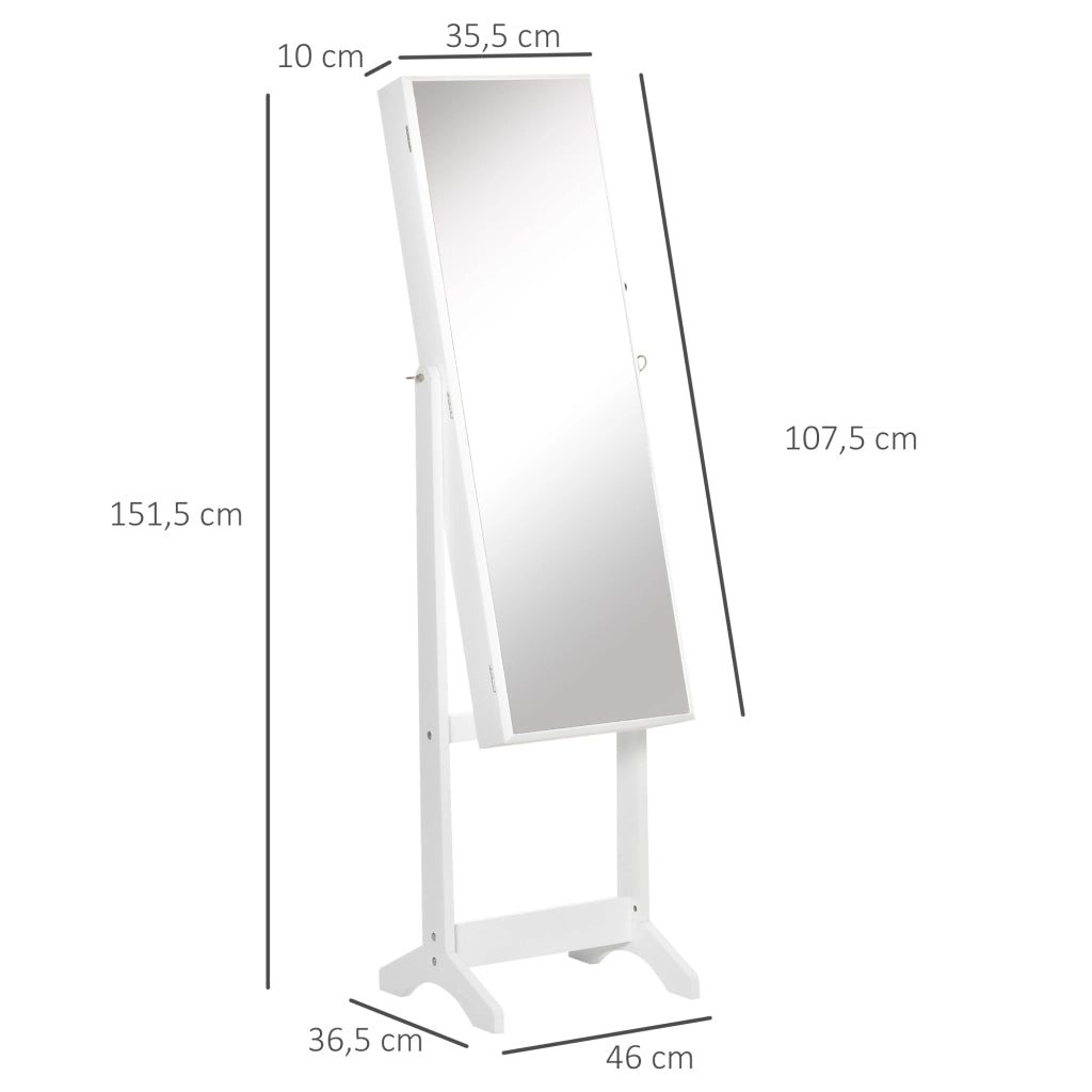 Specchio con cassetti e ganci ¨C zephmum ¨C bianco 46x36,5x151,5 cm