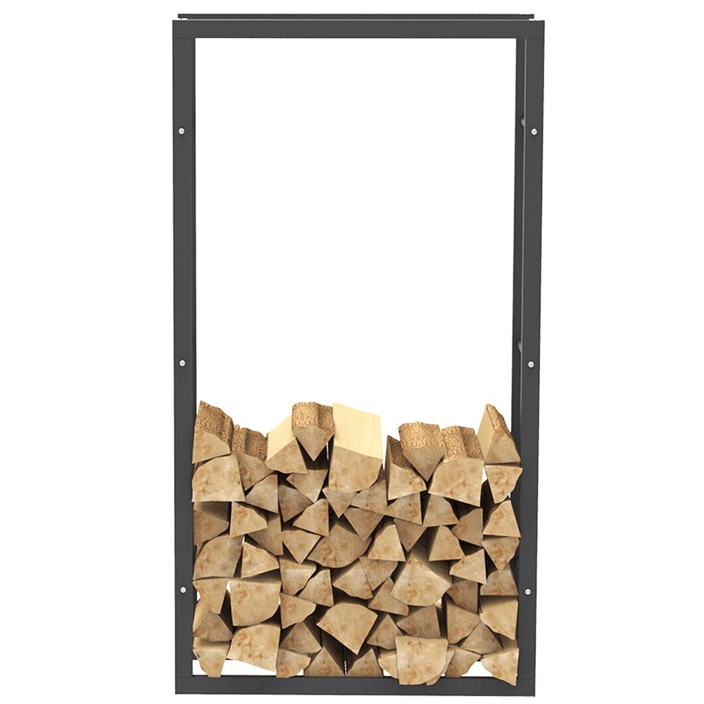 Portalegna in Metallo Interno Esterno Legnaia Camino Stufa 150x80x25cm Nero
